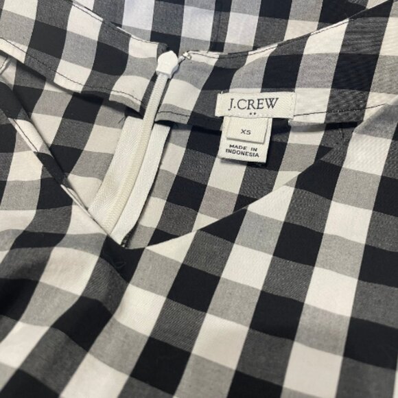J.Crew NWOT Gingham Bow & Ruffle-Sleeve Dress XS - Black & White Checkers - New - Picture 6 of 7